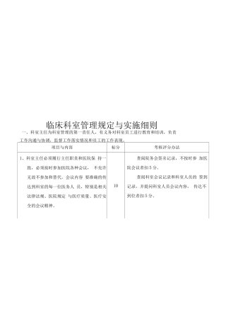 医院科室主任综合管理规定与实施细则