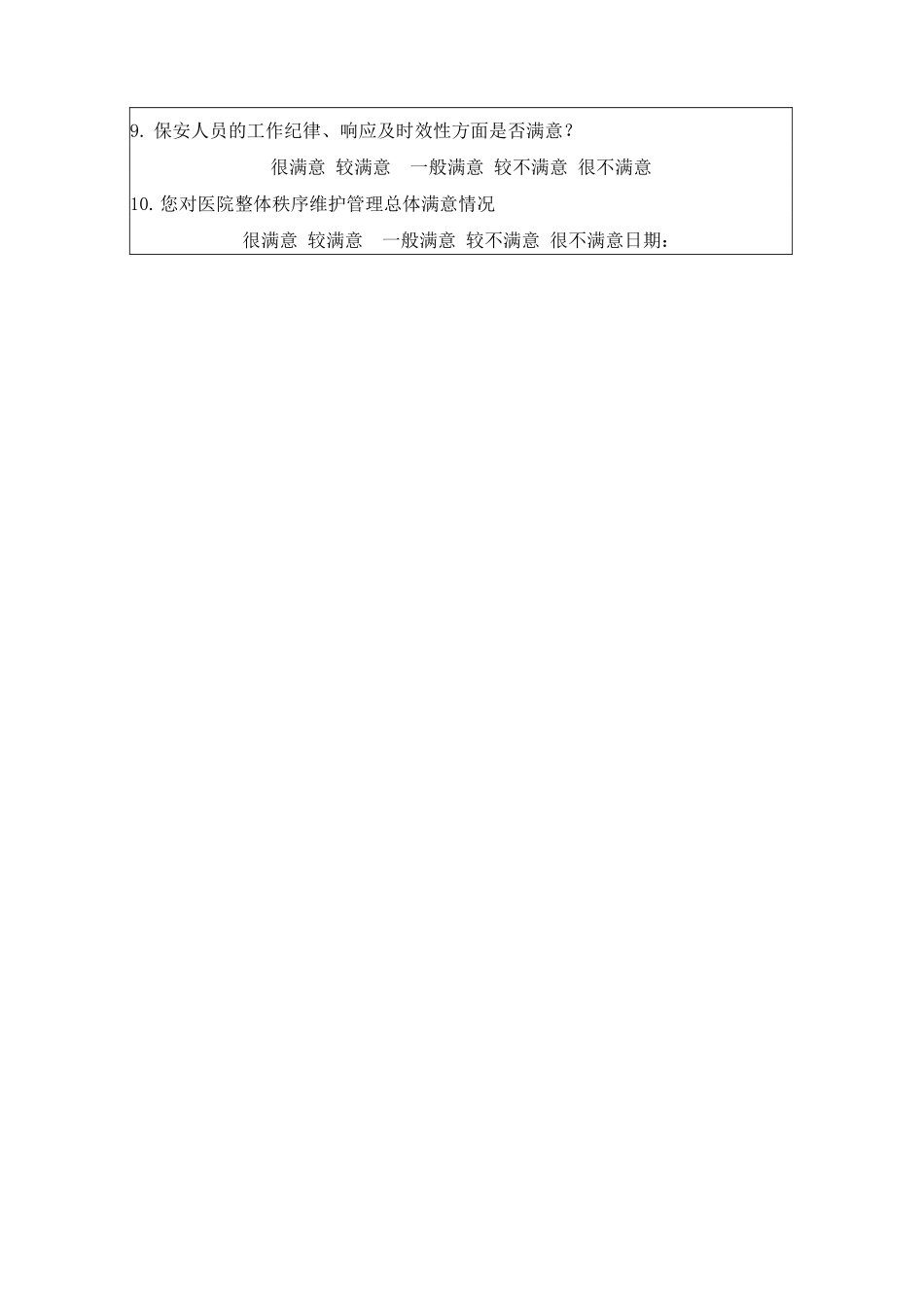医院秩序维护物业服务满意度调查表_第2页