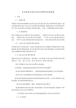 医院突发公共卫生事件应急预案
