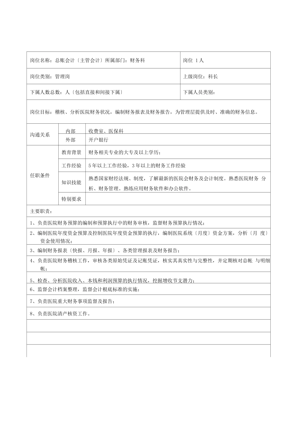 医院财务科岗位说明书_第3页