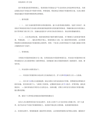 医院质控工作方案