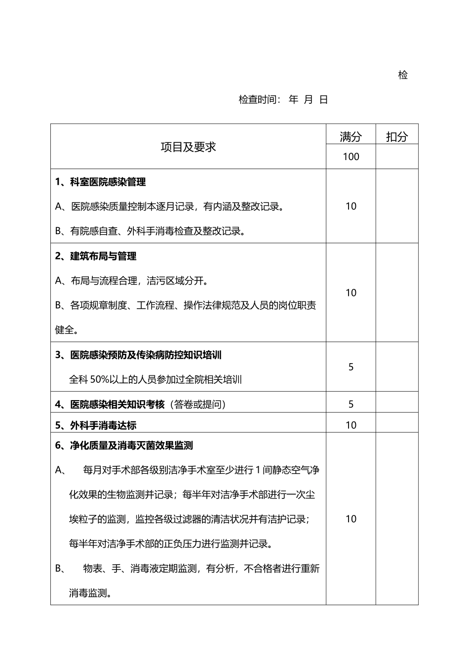 医院重点部门院感检查表_第3页