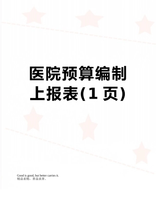 医院预算编制上报表