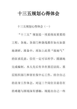十三五规划心得体会