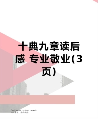 十典九章读后感-专业敬业