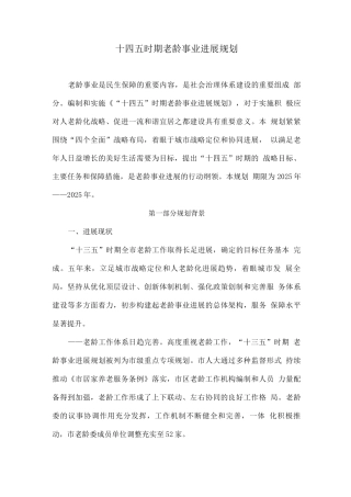 十四五时期老龄事业发展规划