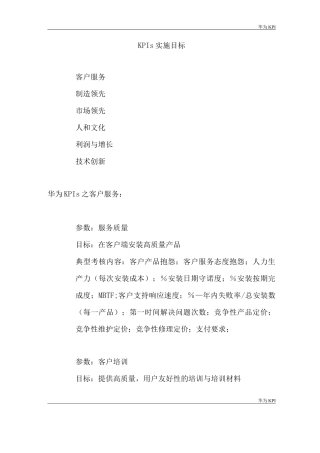华为KPIs实施目标