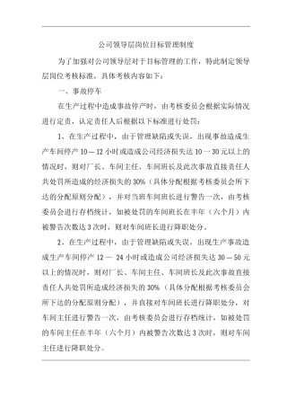 单位公司企业公司领导层岗位目标管理制度
