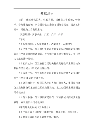 单位公司企业奖惩规定
