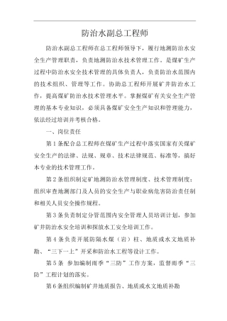 单位公司企业安全生产管理制度防治水副总工程师安全生产与职业病危害防治责任