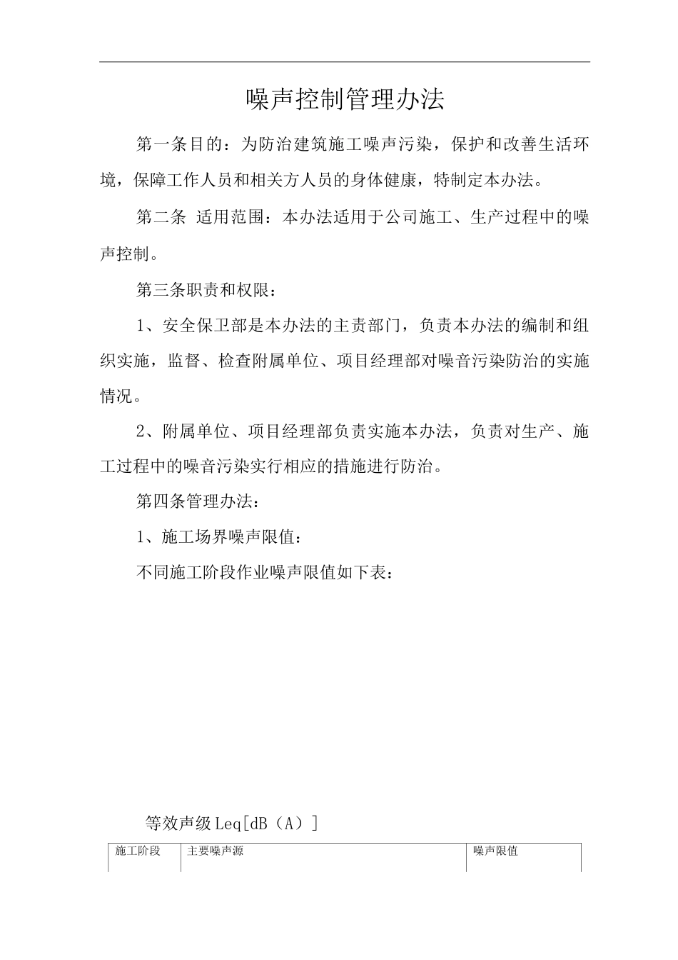 单位公司企业环境、职业健康安全管理制度噪声控制管理办法_第1页