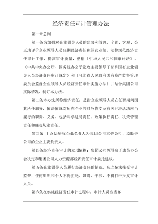 单位公司企业经济责任审计管理办法