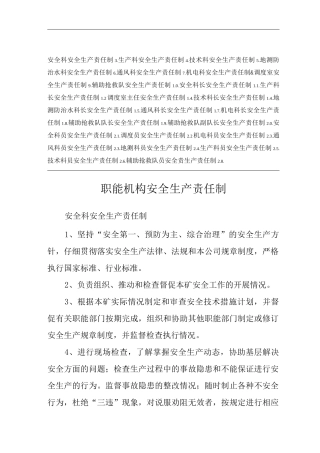 单位公司企业职能机构安全生产责任制