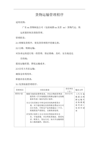 单位公司企业货物运输管理程序