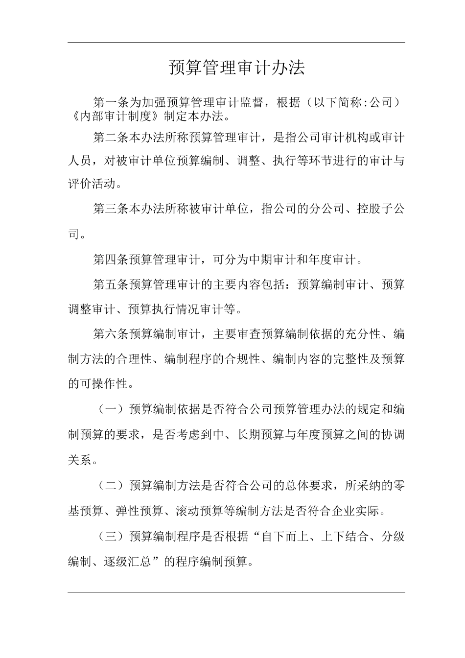 单位公司企业预算管理审计办法_第1页