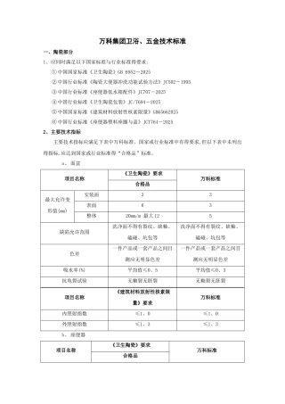 卫浴五金技术标准