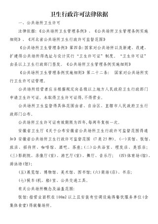 卫生行政许可依据