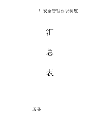 厂安全管理规章制度