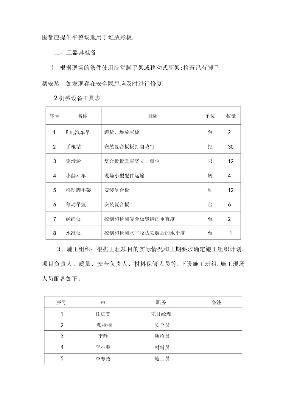 厂房、库房、屋面墙面彩钢板施工组织方案_第2页