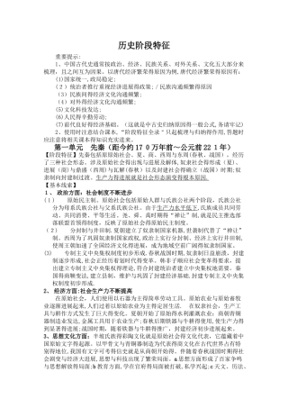历史各个时期的阶段特征