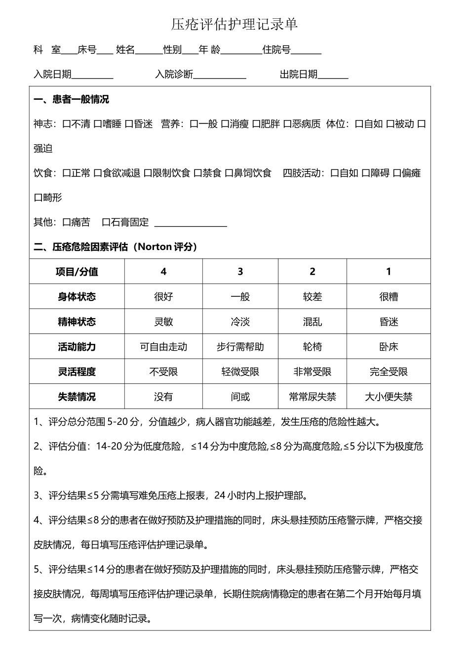 压疮护理评估记录单_第2页