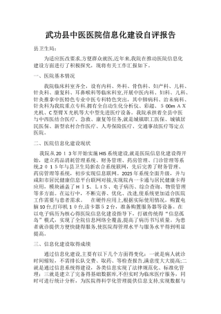 县中医医院信息化建设自评报告