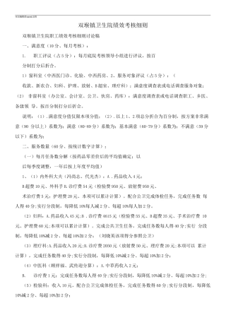 双堠镇卫生院绩效考核细则