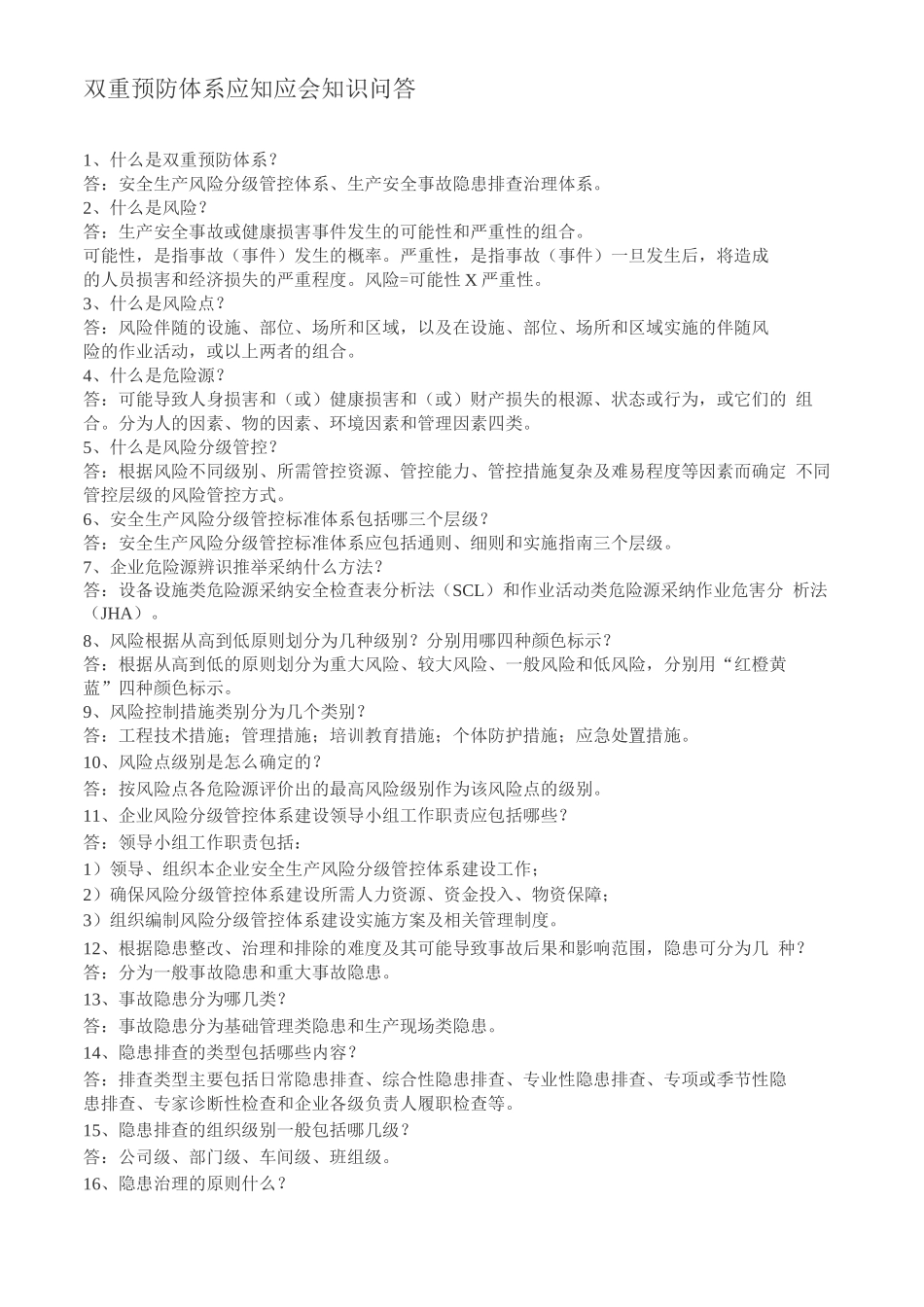 双重预防体系应知应会知识点_第1页