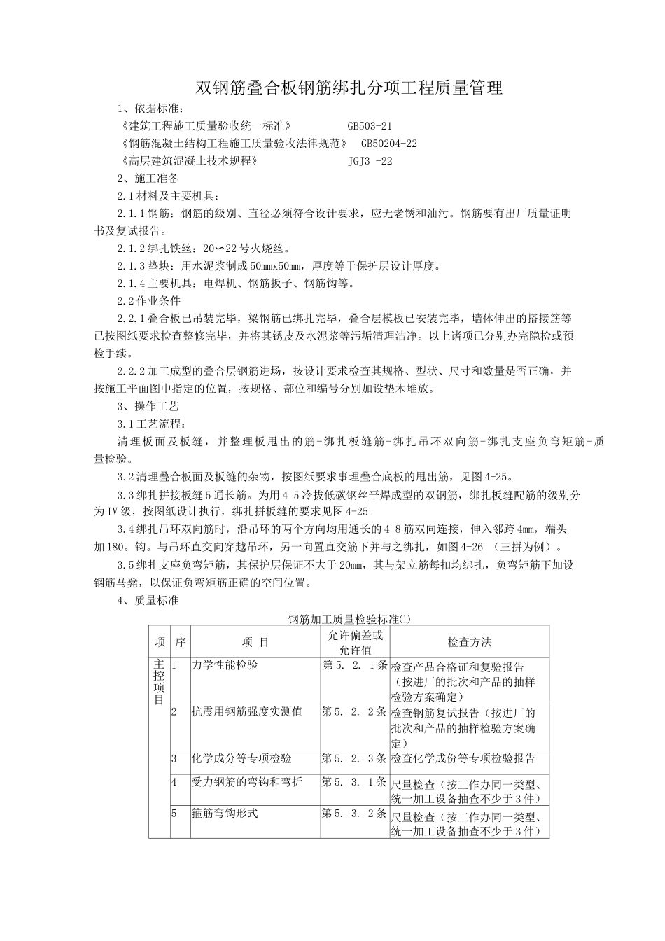 双钢筋叠合板钢筋绑扎分项工程质量管理_第1页