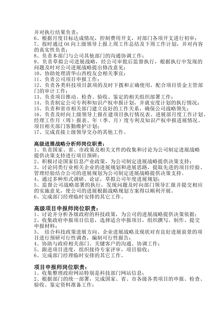 发展战略部部门职责及岗位职责_第2页