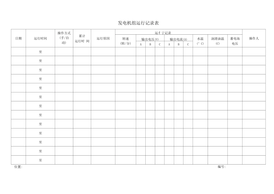 发电机组运行记录表_第1页