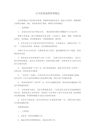 发货流程管理规定
