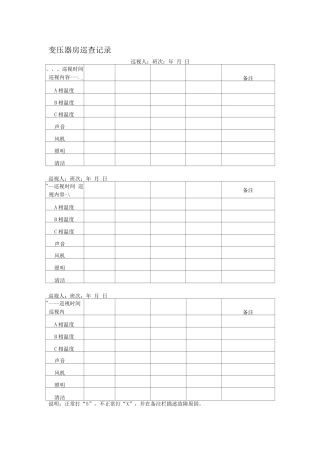 变压器房巡查记录