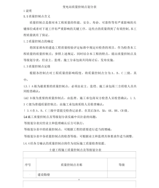 变电站质量控制点