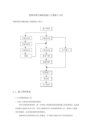 变频多联空调机组施工主要施工方法