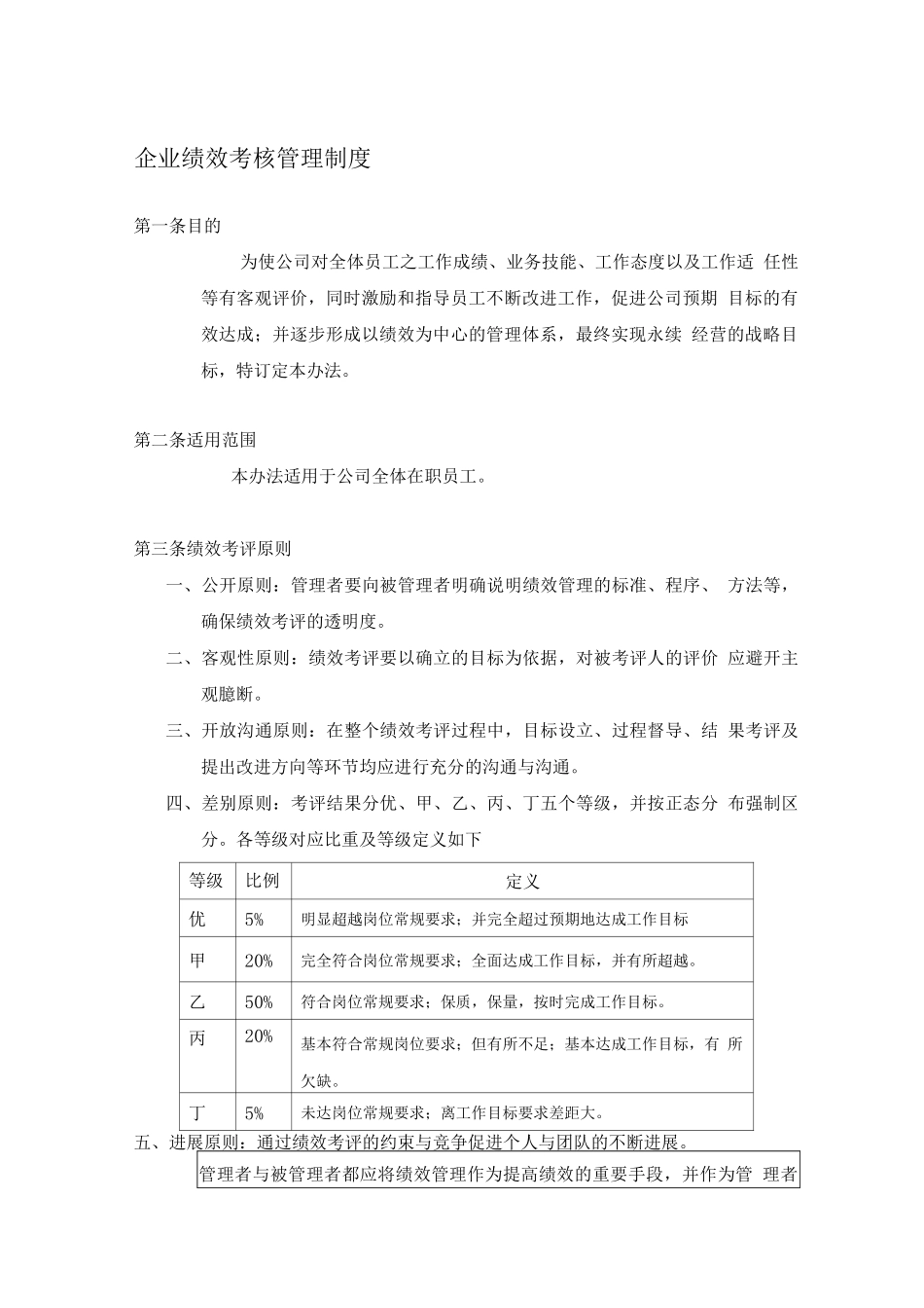台资企业绩效考核管理制度_第1页