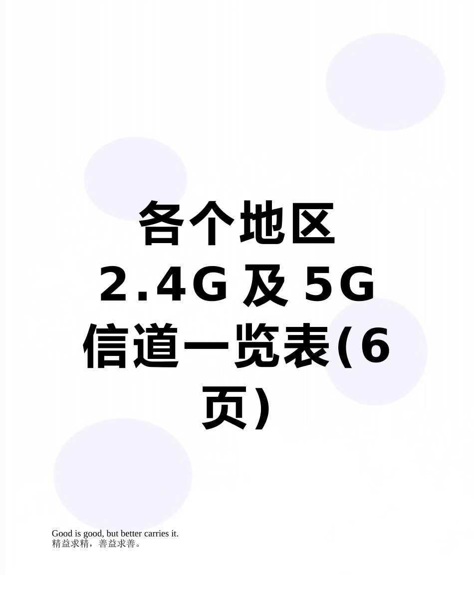 各个地区2.4G及5G信道一览表_第1页