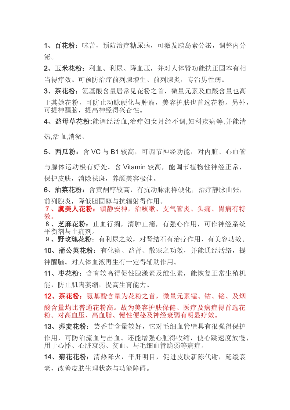 各种花粉功效汇总_第1页