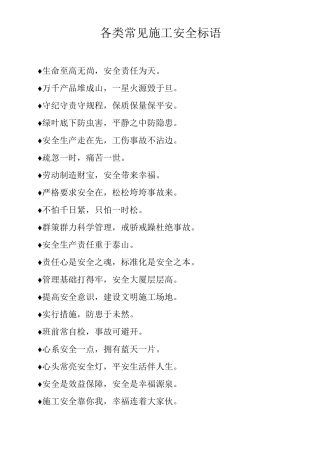 各类常见施工安全标语