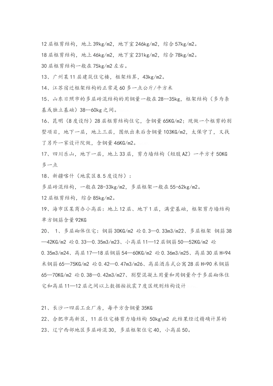 各类建筑含钢量计算_第2页