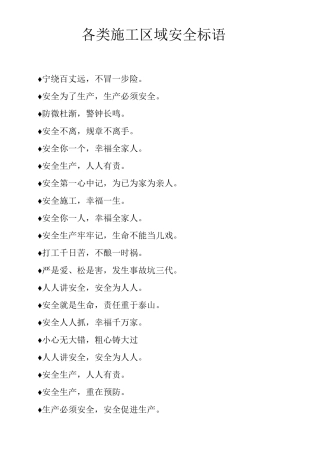 各类施工区域安全标语