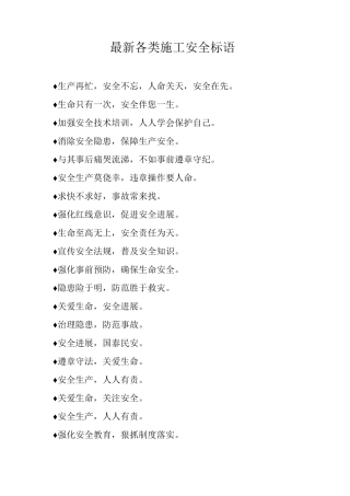 各类施工安全标语10