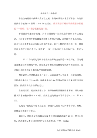 各级公路设计参数