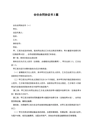 合伙合同协议书3篇