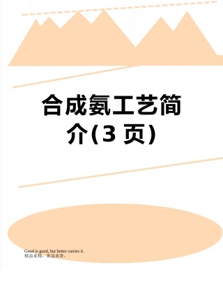 合成氨工艺简介