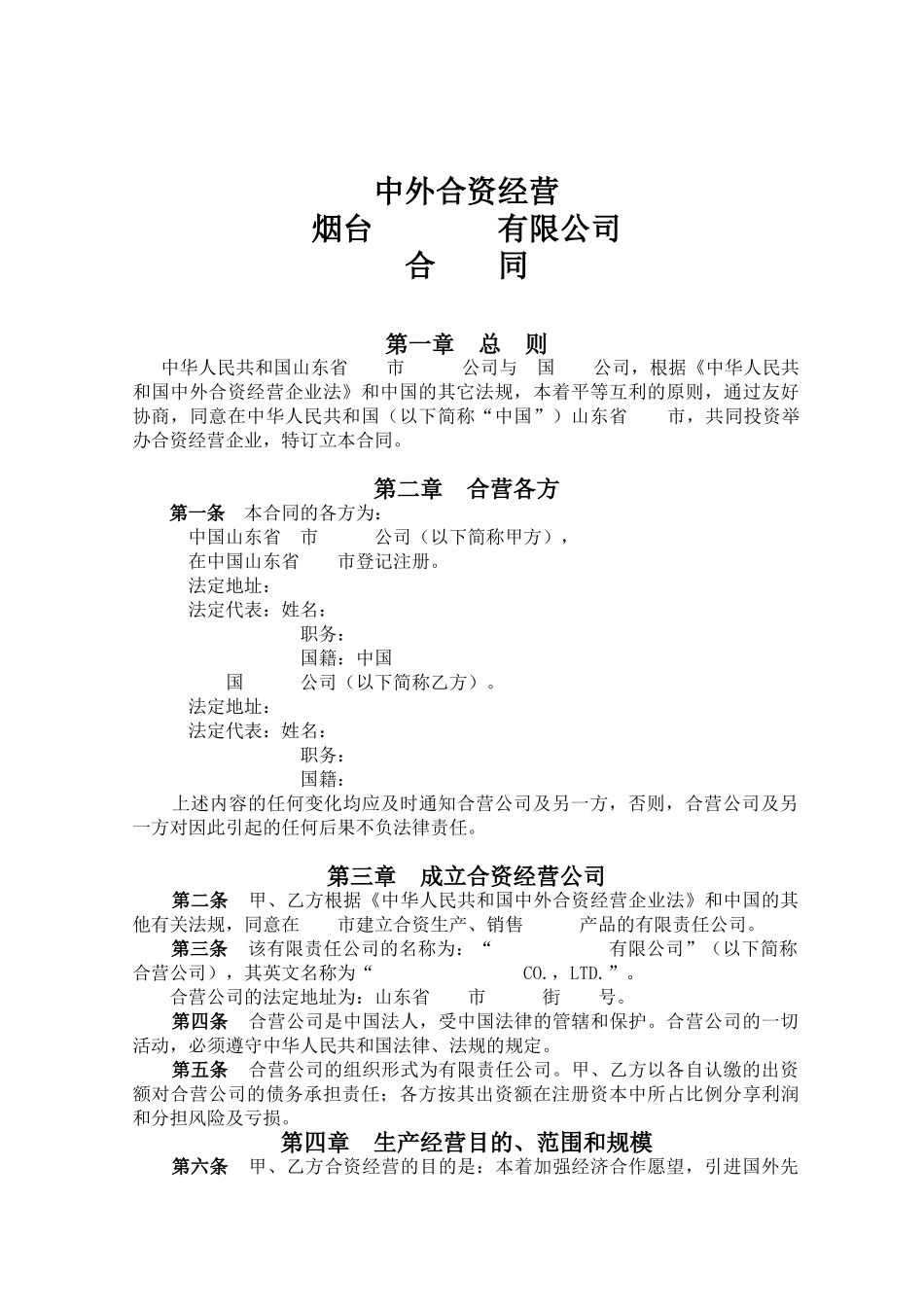 合营公司合同_第1页