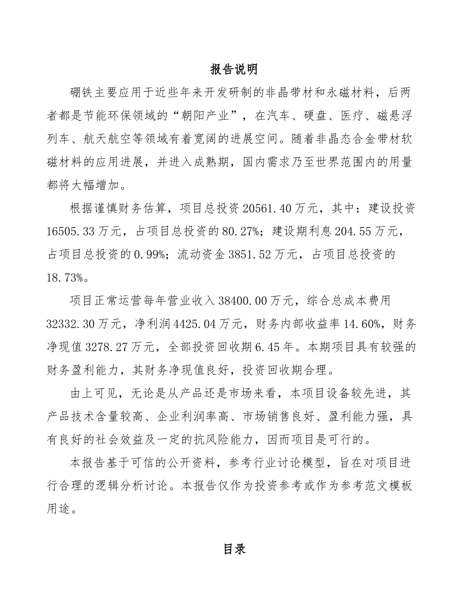 吉林硼铁合金项目建议书_第1页