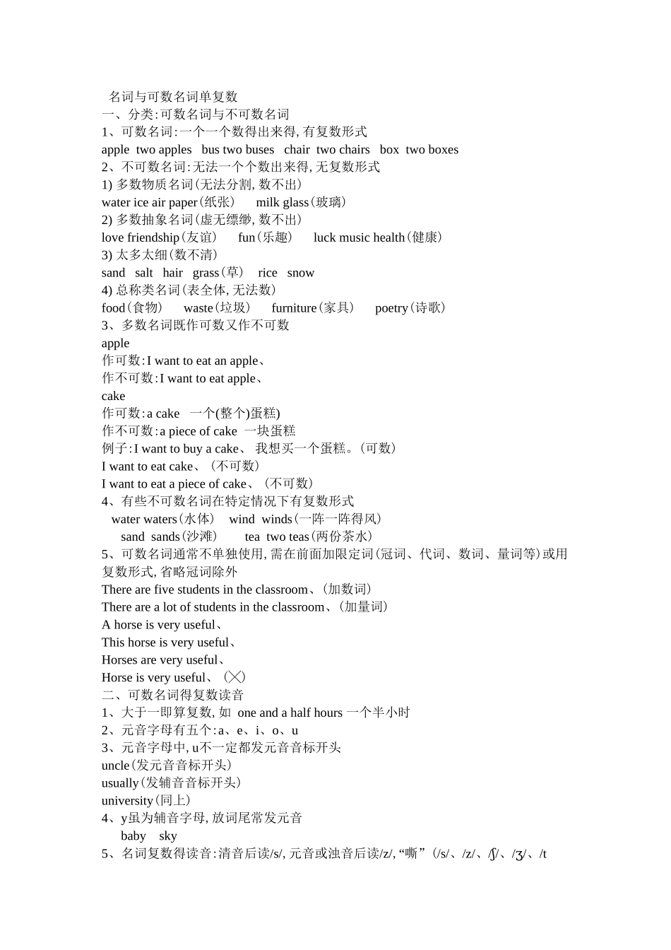 名词单复数规则_第1页