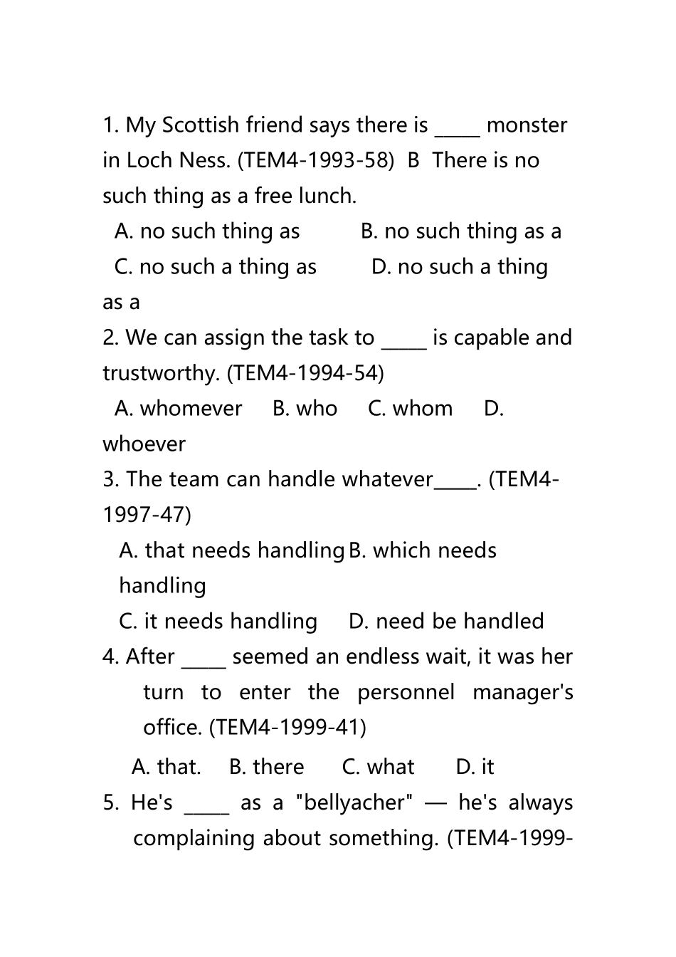 名词性从句专四历年考题汇总_第2页