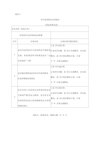 含兴奋剂药品自查报告